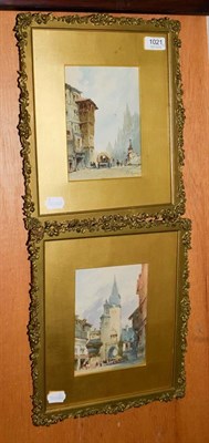 Lot 1021 - James Duffield Harding (1798-1863), a pair of watercolours of street scenes, signed