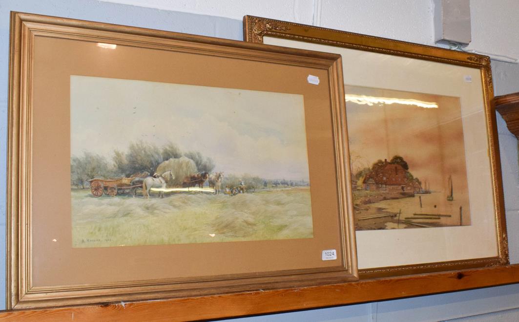 Lot 1024 - A* Meyrick, A break from harvesting, signed and dated 1903, watercolour, together with a...