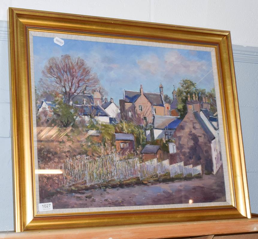 Lot 1027 - J*D*Henderson (20th century) Townscape, signed and dated (19)90, oil on canvas, 49cm by 59cm