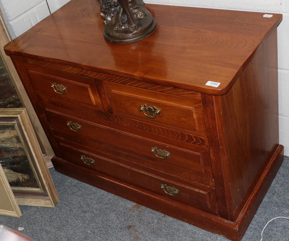 Lot 1066 - A modern oak three height straight fronted chest of drawers, 96cm by 46cm by 70cm