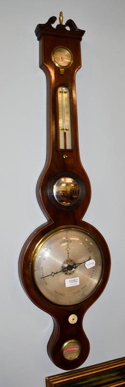 Lot 1082 - An inlaid mahogany wheel barometer signed F A Pizzala, 7 Charles Street, Hatton Garden