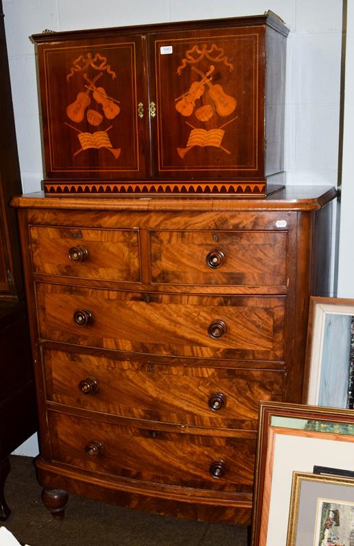 Lot 1084 - A Victorian mahogany crossbanded bow-fronted chest of drawers, 110cm by 56cm by 132cm