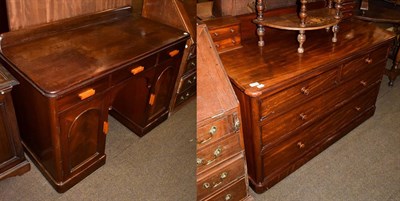 Lot 1109 - A mahogany kneehole desk, together with a Victorian mahogany dressing chest, 114cm by 56cm by 78cm