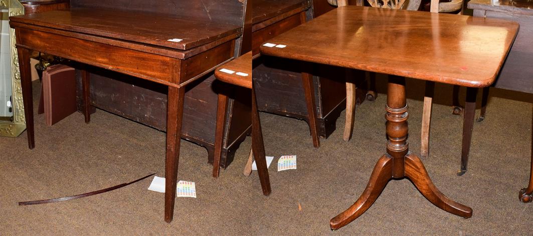 Lot 1135 - George III mahogany tripod table, 70cm by 55cm by 72cm, and a George III mahogany rectangular...