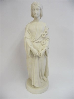 Lot 89 - A Copeland Parian Figure of Chastity, circa 1865, after Joseph Durham, the standing maiden in...