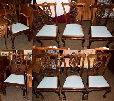 Lot 1145 - A set of eight Chippendale Revival mahogany dining chairs, including two carvers (8)