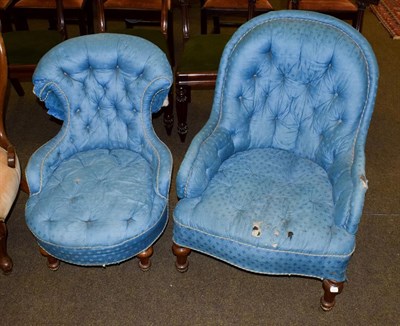 Lot 1162 - Two Victorian walnut button backed chairs