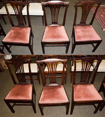 Lot 1166 - A set of six 19th century mahogany yoke backed dining chairs with drop in seats