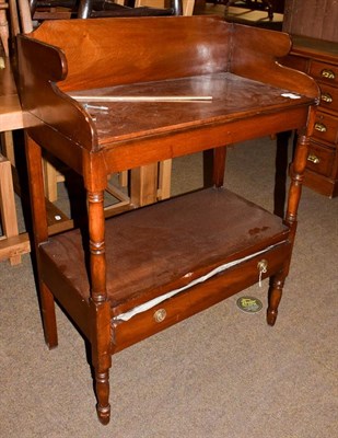 Lot 1191 - A George III mahogany washstand with gallery back, 70cm by 36cm by 97cm