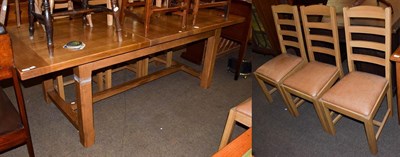 Lot 1192 - A John Lewis oak extending refectory table, 230cm by 95cm by 76cm, together with a set of six...