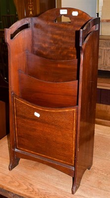 Lot 1197 - An Edwardian mahogany waterfall magazine rack with three compartments, 40cm by 28cm by 87cm