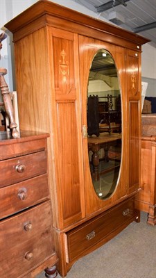 Lot 1205 - An Edwardian inlaid mahogany mirror fronted wardrobe, 139cm by 59cm by 212cm