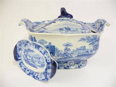 Lot 96 - A Don Pottery Soup Tureen and Cover, circa 1820, of lobed oval form with scroll handles, printed in