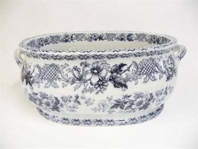 Lot 97 - A Staffordshire Pottery Foot Bath, mid 19th century, of cushioned oval form, printed in...