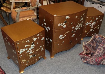 Lot 1231 - A Barker & Stonehouse chinoiserie chest of drawers, 70cm by 46cm by 76cm, together with a pair...