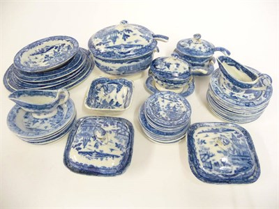 Lot 98 - A Child's Pearlware Dessert Service, early 19th century, printed in underglaze blue with...