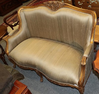 Lot 1234 - A gilt framed Louis XV style settee, 133cm by 70cm by 94cm