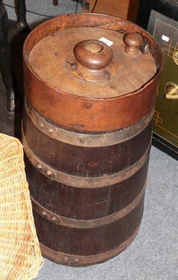 Lot 1238 - A decorative 19th century coopered wooden churn, 79cm