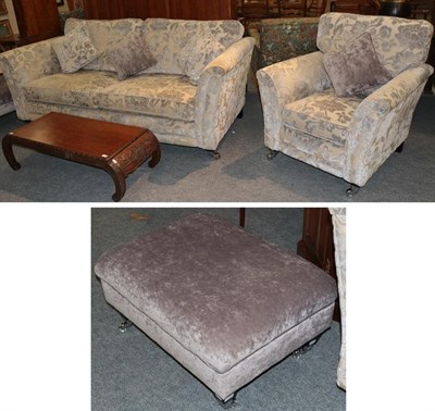 Lot 1249 - A Barker & Stonehouse modern four seater sofa with floral upholstery, together with a matching...