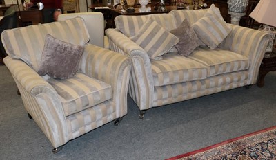 Lot 1264 - A Barker & Stonehouse two seater sofa with striped upholstery, together with a matching...