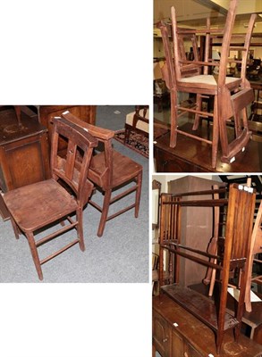 Lot 1273 - Four Victorian chapel chairs and a towel rail (2)