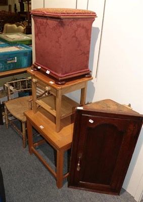 Lot 1286 - Mixed furniture, including: small Georgian oak corner cupboard, two occasional tables,...