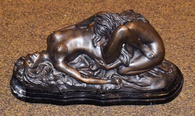 Lot 402 - A erotic modern patinated bronze sculpture