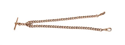 Lot 117 - An Albert chain, each link stamped '9' and '.375', with attached 9 carat gold T-bar, length 40cm