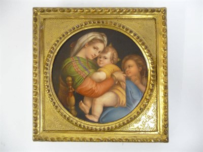 Lot 119 - A Continental Porcelain Circular Plaque, late 19th century, decorated with the Holy Family...