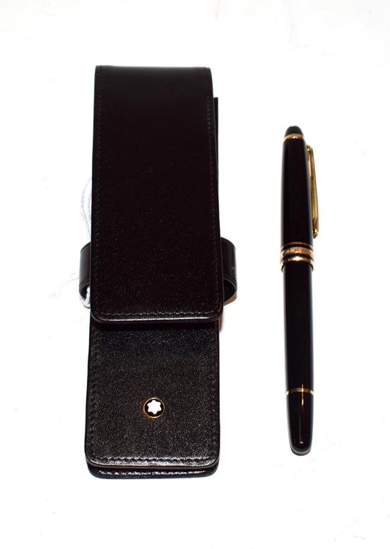 Lot 135 - A Montblanc fountain pen, nib stamped 4810 14K in a Montblanc leather carrying case