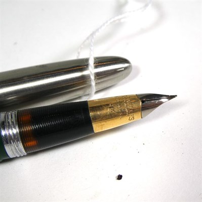 Lot 147 - A Burnham fountain pen with nib stamped 14ct, another fountin pen the nib stamped Burnham, A...