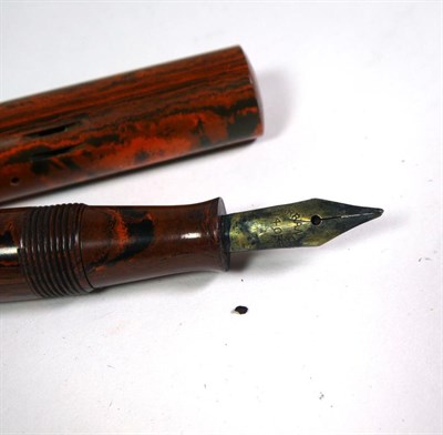Lot 147 - A Burnham fountain pen with nib stamped 14ct, another fountin pen the nib stamped Burnham, A...