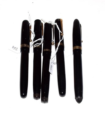 Lot 167 - Two Swan No.2 fountain pens with nibs stamped 14ct, a Swan No.3 fountain pen with nib stamped 14ct