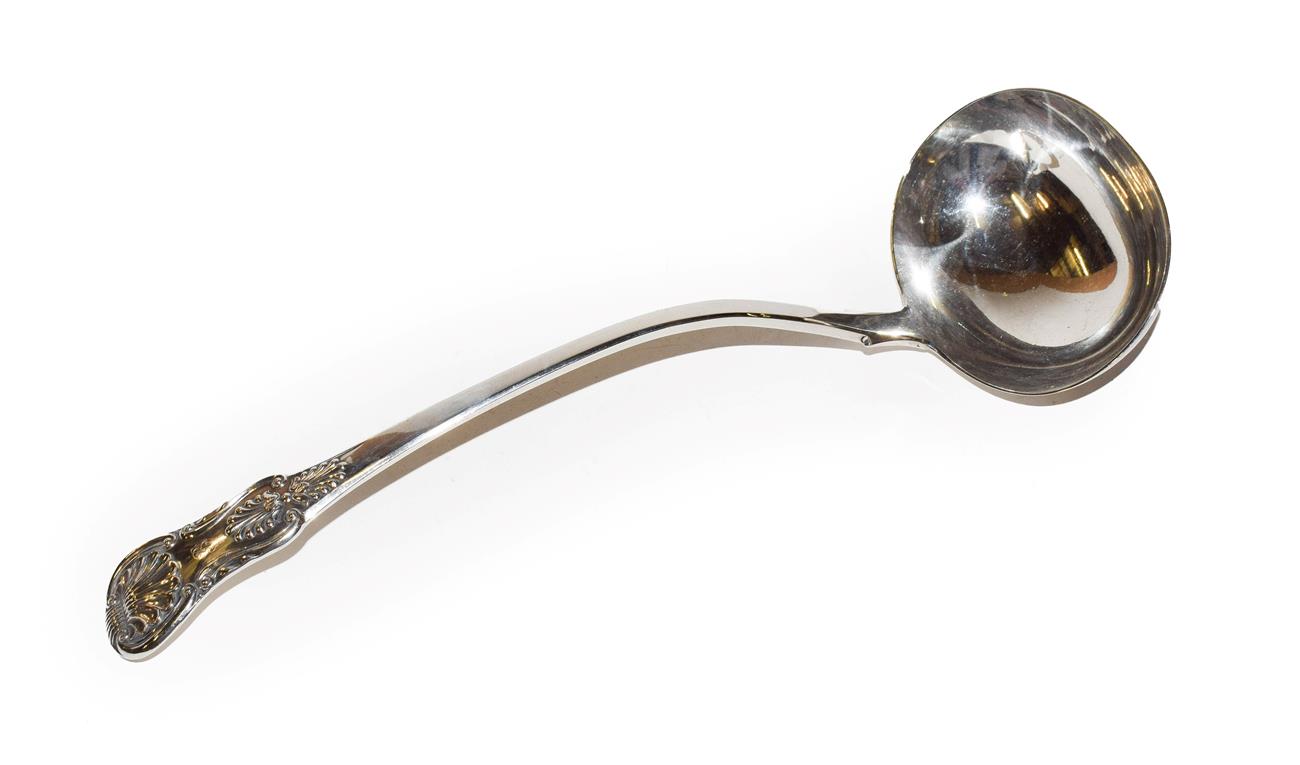 Lot 191 - A Victorian silver soup-ladle, by John Walton, Newcastle, 1855, single struck King's pattern,...