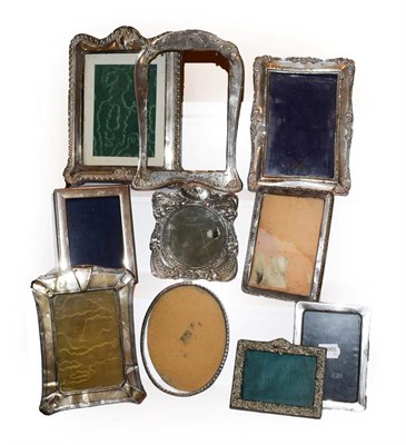 Lot 242 - Seven assorted silver-mounted photograph frames, various shaped and sizes, some each backs lacking