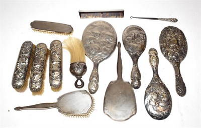 Lot 246 - Assorted silver dressing table Items, including: various brushes and mirrors; a comb and a...