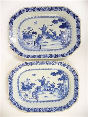 Lot 132 - A Pair of Chinese Porcelain Serving Platters, Qianlong, of canted rectangular form, painted in...