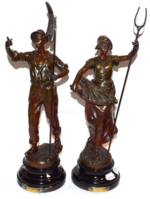 Lot 252 - A pair of French spelter figures, 43cm high