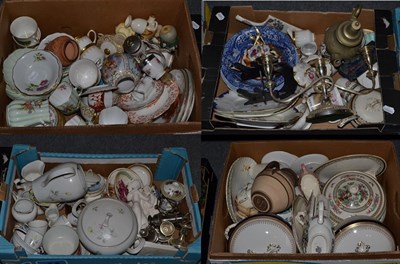 Lot 325 - Four boxes of assorted Victorian china tea sets, dinner wares and other ceramics etc