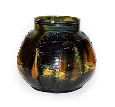 Lot 336 - A Flemish Art Pottery earthenware vase, made by P.J.Laigneil (Laignel), decorated with six...