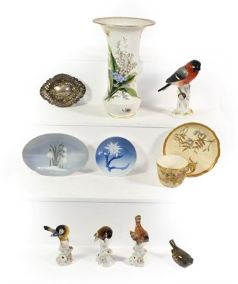 Lot 337 - A 20th century Meissen model of a bird, Royal Copenhagen items, Royal Worcester tea cup and saucer