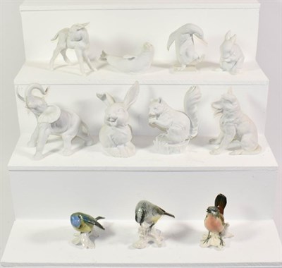 Lot 340 - A quantity of white matte Kaiser animals including an elephant, squirrel and rabbit together...