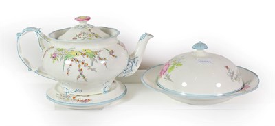 Lot 360 - A royal Paragon China teapot and stand with mathing muffin dish commemorating the birth of Princess