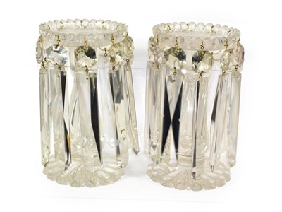 Lot 369 - A pair of 19th century cut glass table lustres, 18cm high