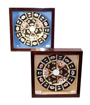 Lot 383 - A pair of Royal Crown Derby plates, in framed and glazed wall hanging display cases