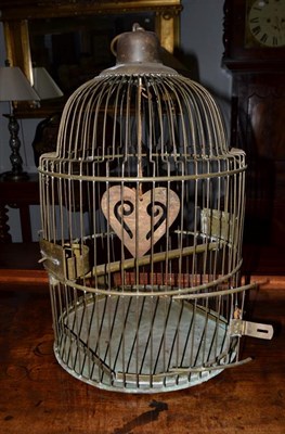 Lot 410 - An early 20th century brass wirework bird cage