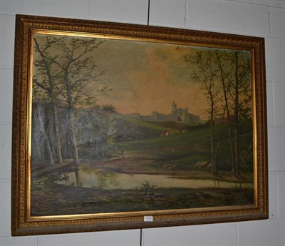 Lot 1008 - ~ A* Girbal (19th/20th century), View of a monastery in a landscape, signed oil on canvas, together