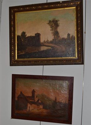 Lot 1008 - ~ A* Girbal (19th/20th century), View of a monastery in a landscape, signed oil on canvas, together