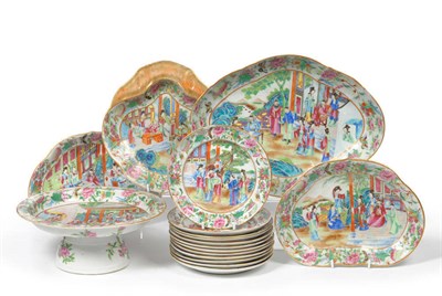 Lot 151 - A Cantonese Porcelain Dessert Service, early 19th century, typically painted in famille rose...