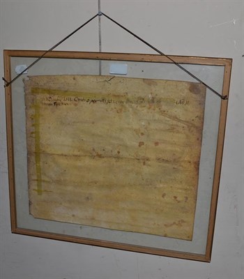 Lot 1010 - ~ A 16th century Spanish vellum document in gilt frame, inked on both sides and dated 1511,...